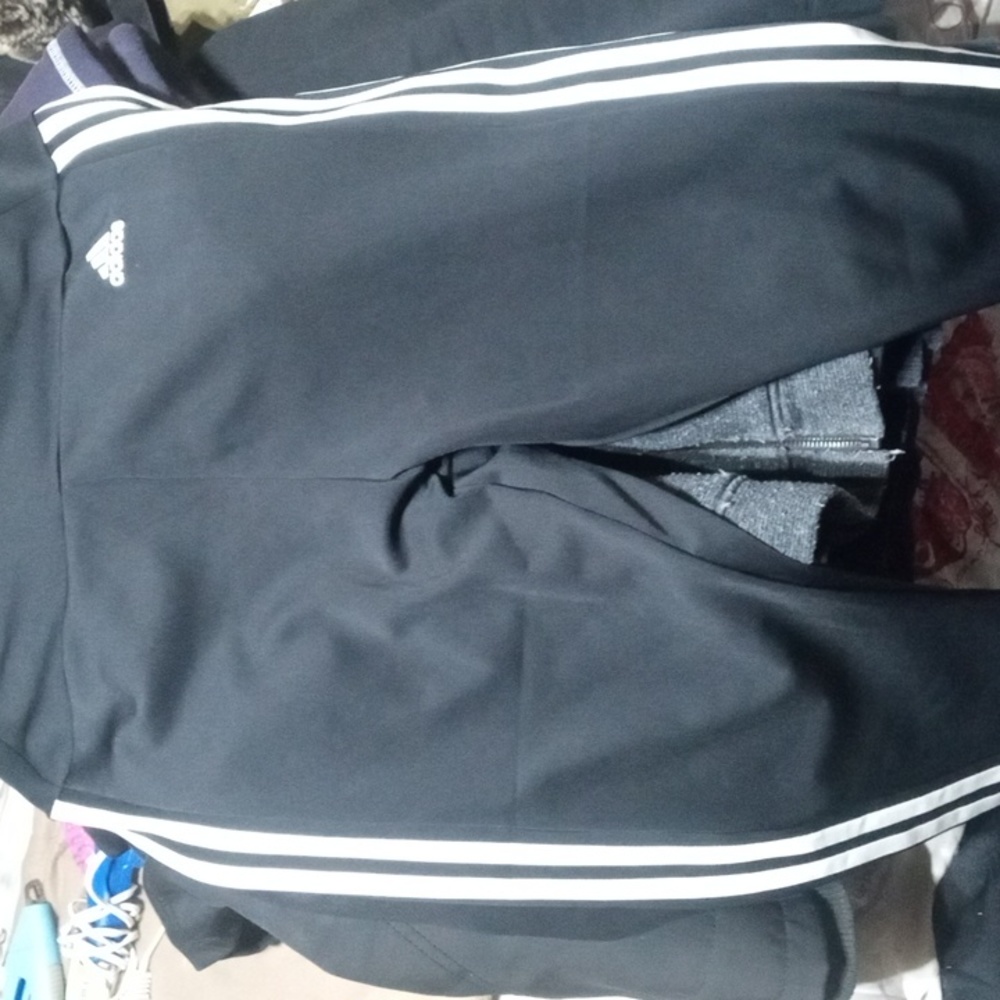 Large black and white Adidas jogging pants women's